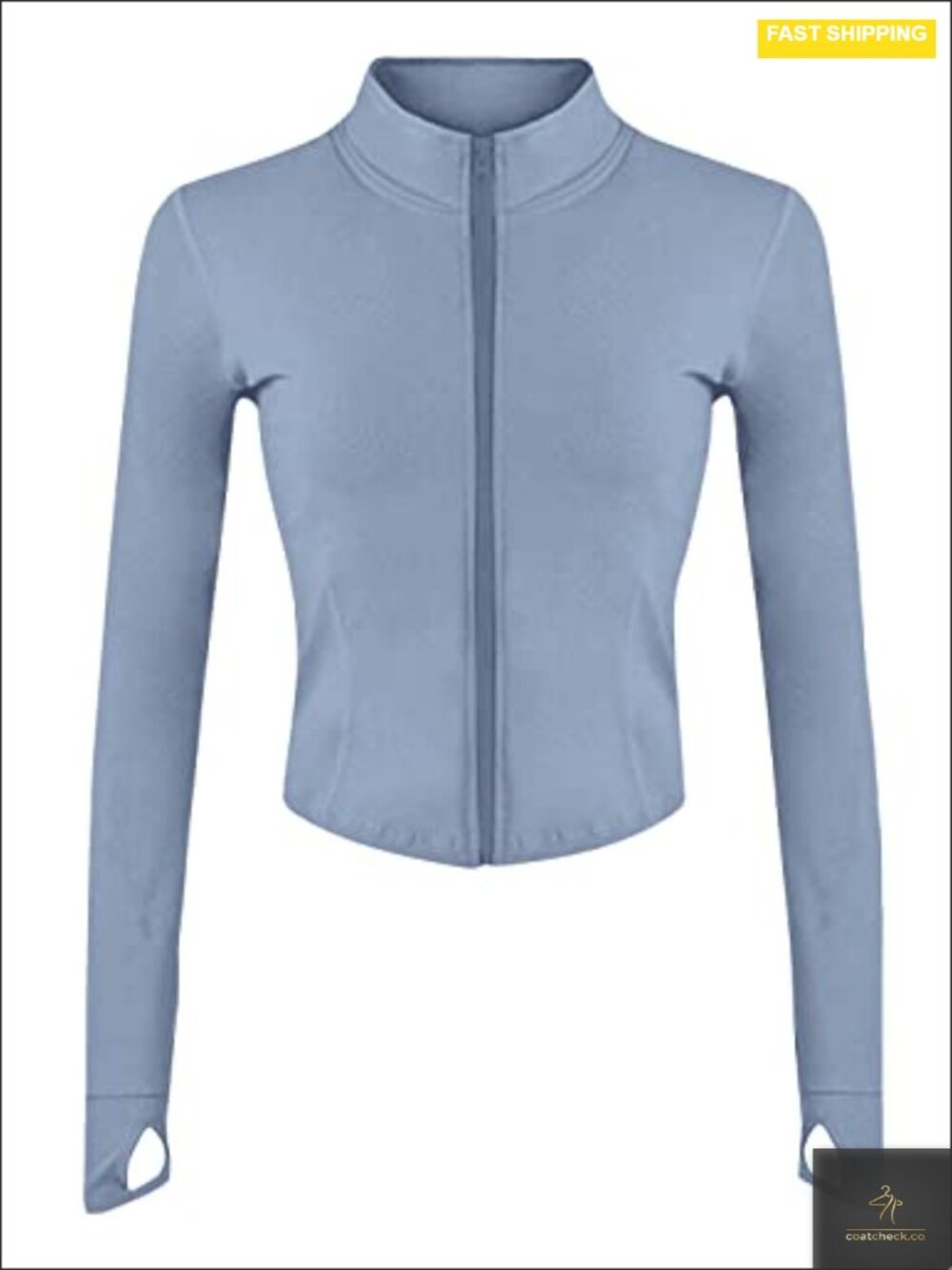 Women's Lightweight Full Zip Running Track Jacket with Thumb Holes, Slim Fit